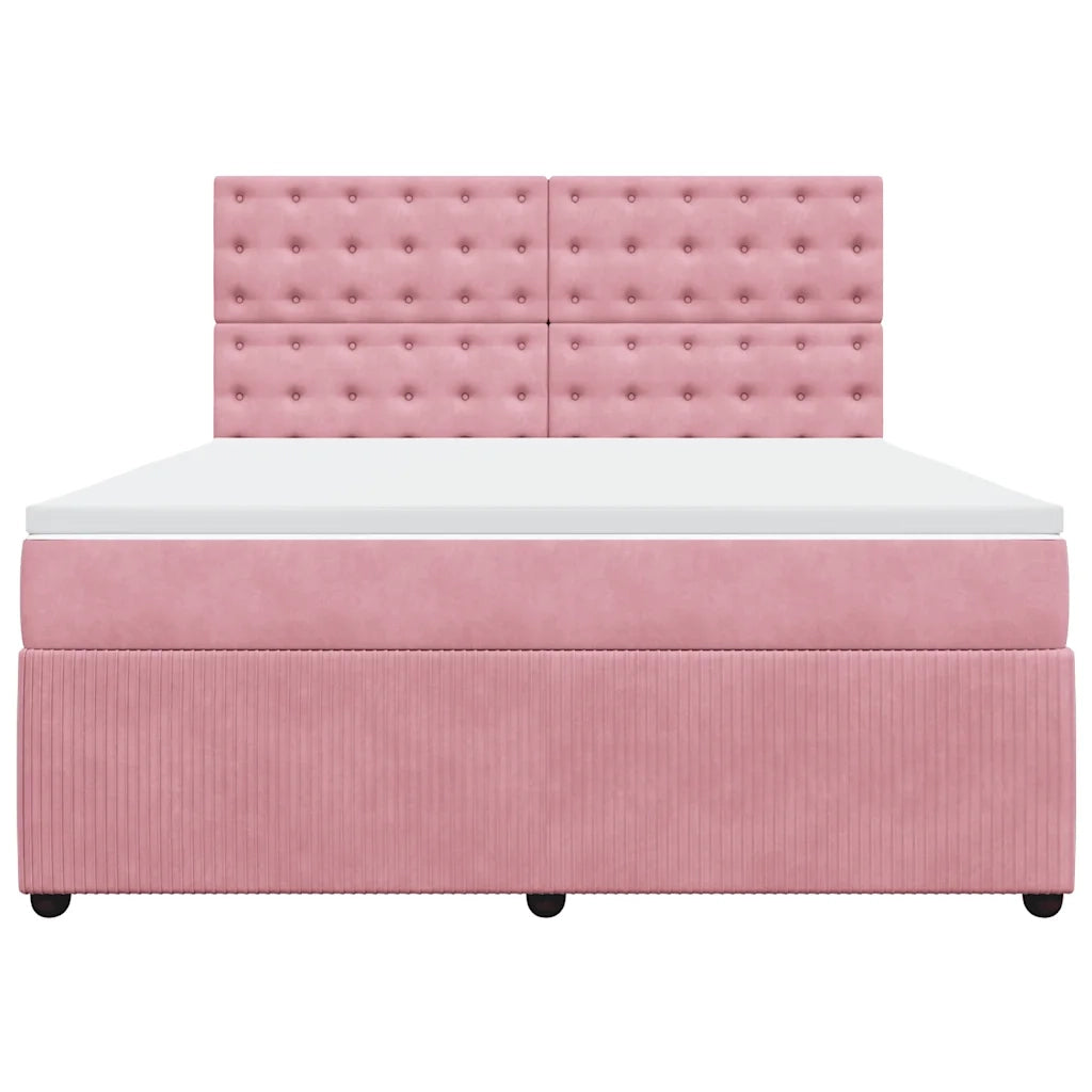 Giroletto a Molle con Materasso Rosa 180x200 cm in Velluto 3292423