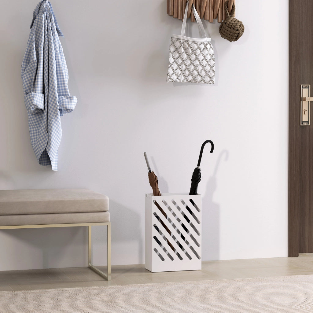 Portaombrelli Design con Vaschetta e Ganci ¨C zephmum ¨C Bianco 28x14x41 cm