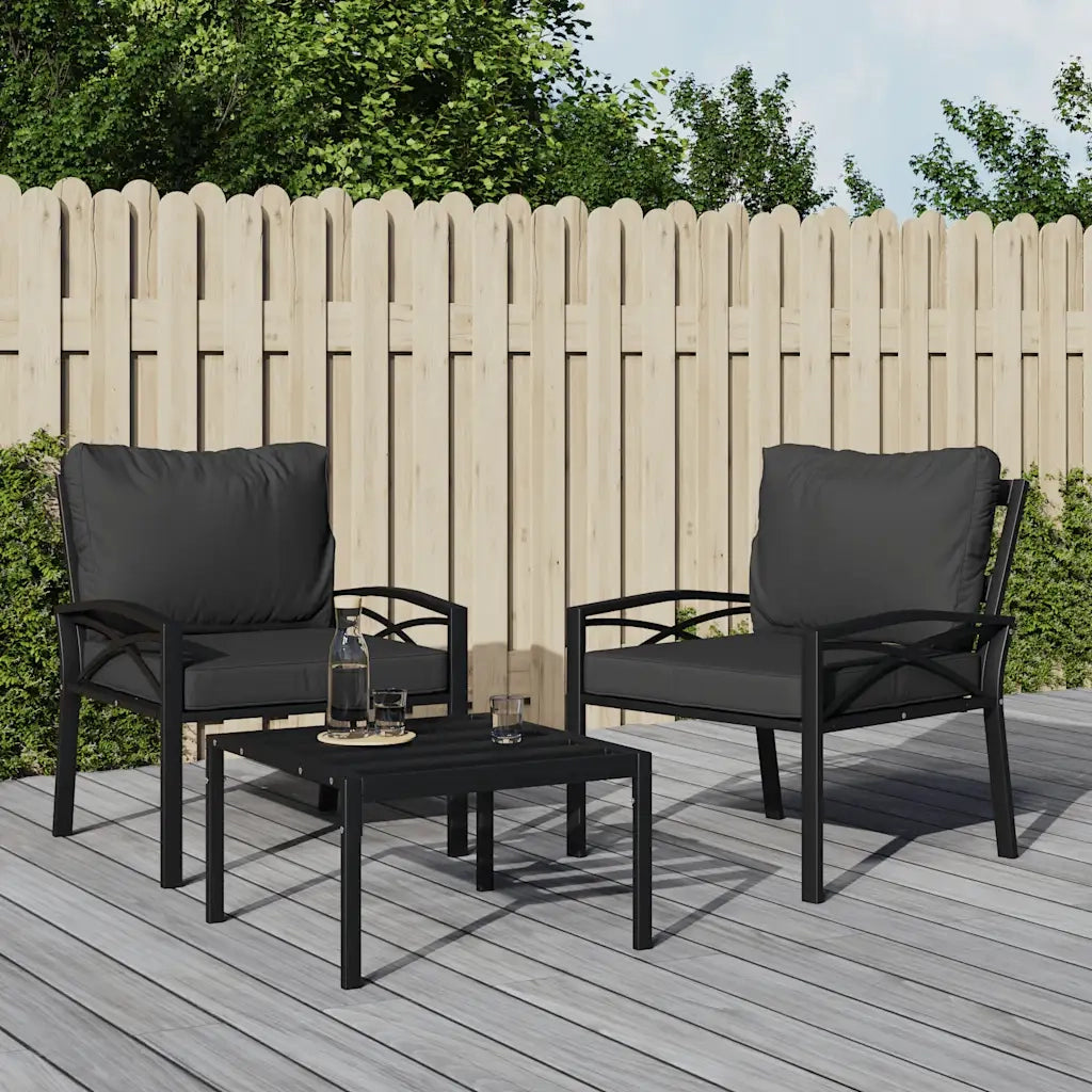 Sedia da patio-Sedia da Giardino con Cuscini Grigi 68x76x79 cm Acciaio