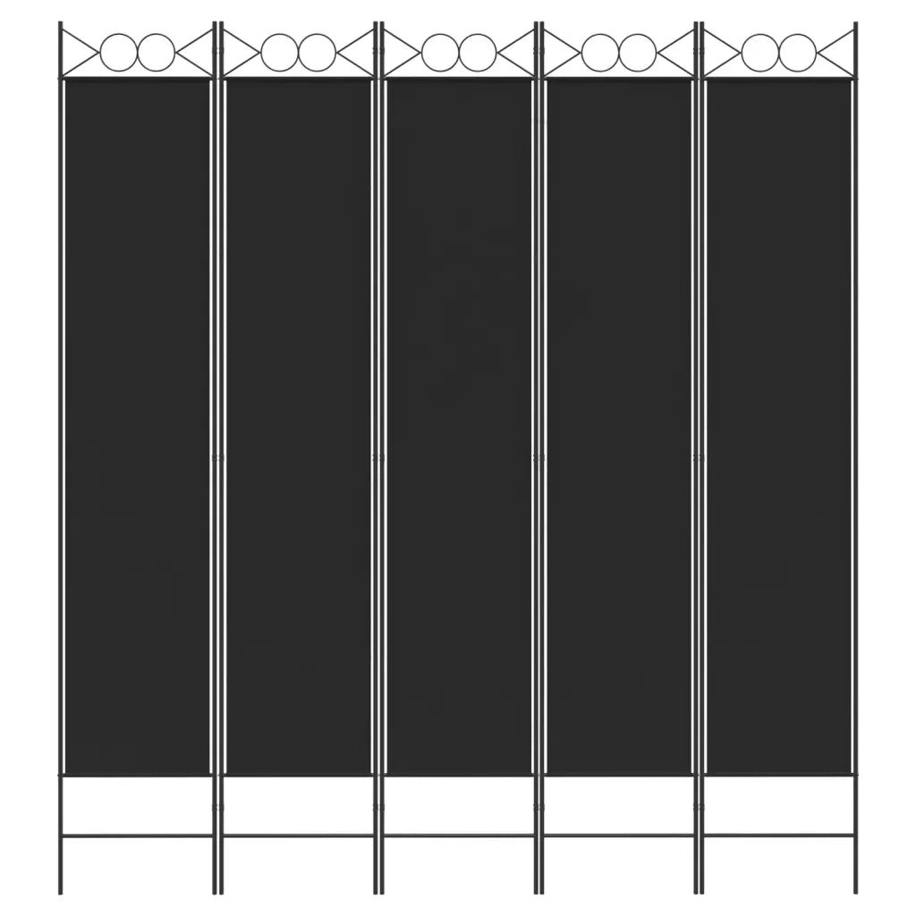 Divisorio 5 Pannelli Nero 200x220 cm Tessuto 350173