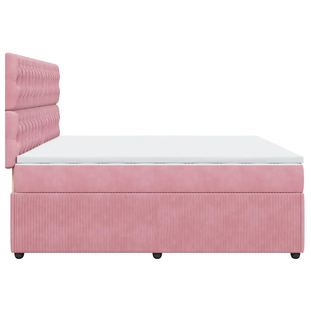 Giroletto a Molle con Materasso Rosa 200x200 cm in Velluto 3292441