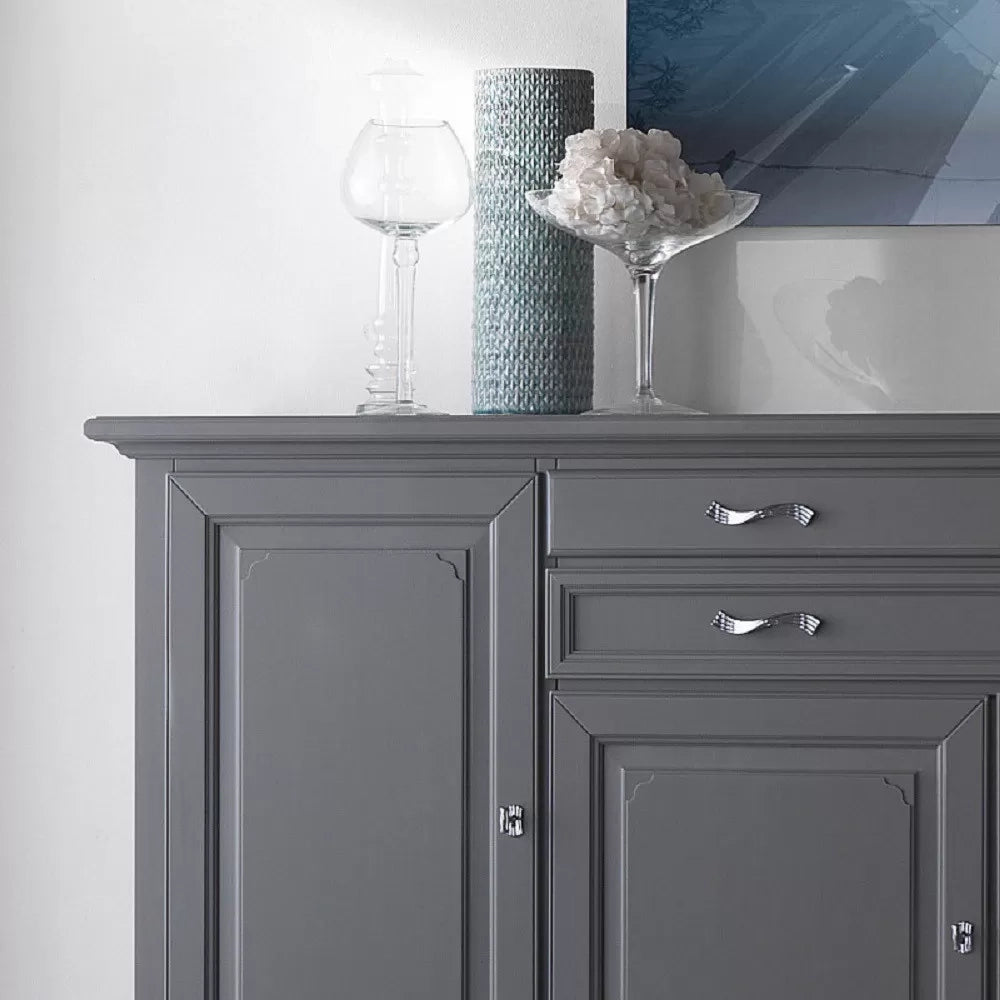Madia credenza in legno massello 4 ante grigio opaco l.245 p.52 h.110 - Mobili 2G