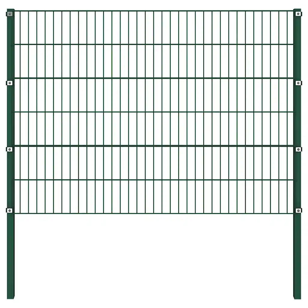 Pannello di recinzione con pali in ferro 349x120 cm verde 278662