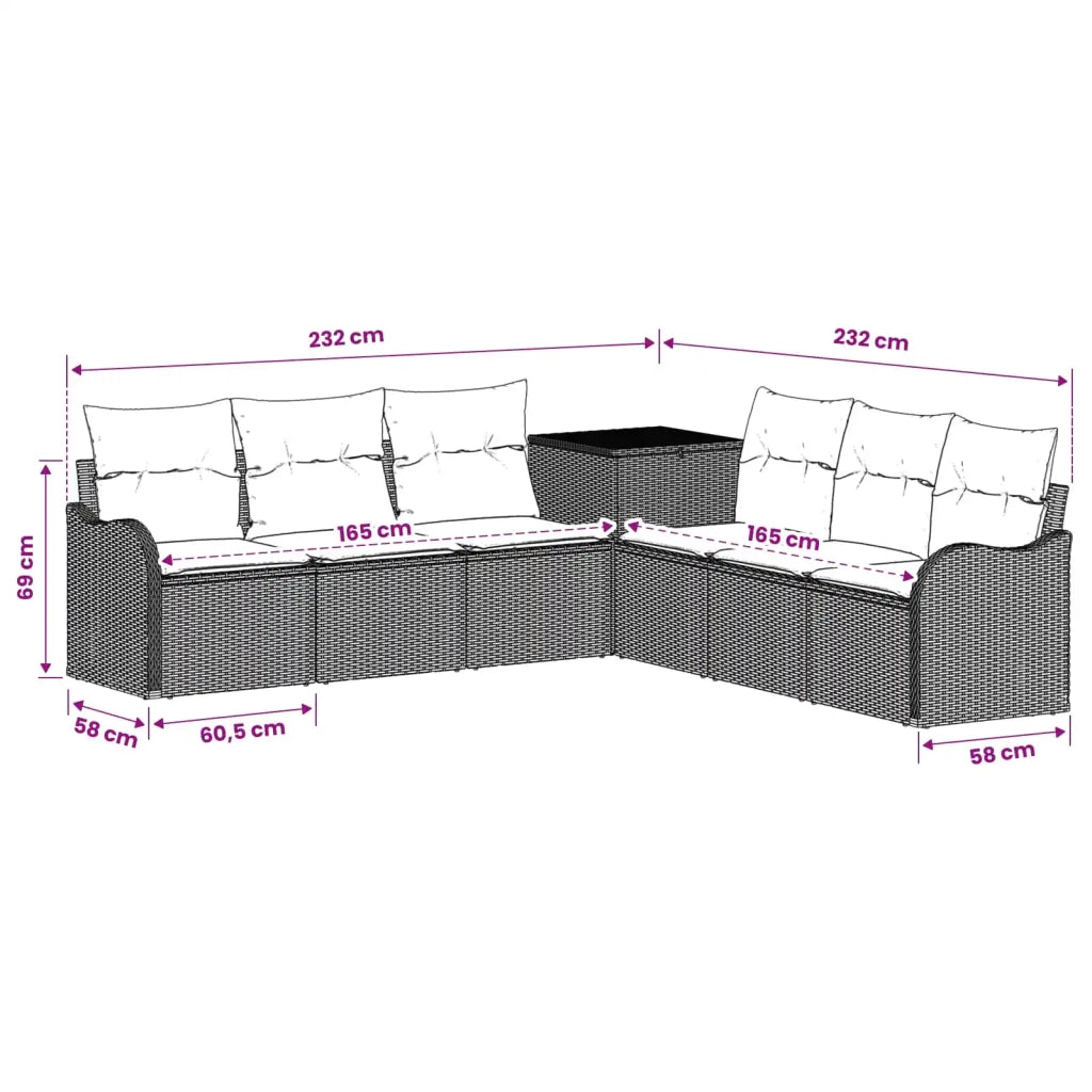 Set di divani 7 pz Nero Rattan sintetico e Acciaio 3448674
