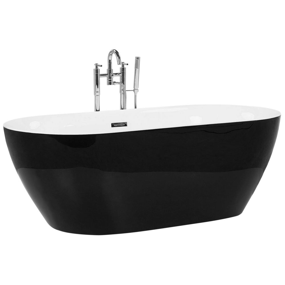 Vasca freestanding in acrilico sanitario Nero lucido singolo 170 x 80 cm ovale dal design moderno