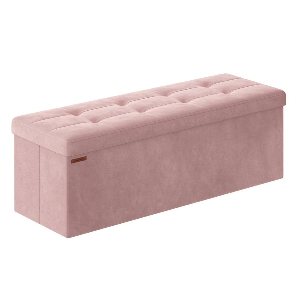 Panca contenitore in velluto con coperchio 2 contenitori divisori rimovibili capacità di carico 300 kg per corridoio soggiorno camera da letto rosa 12_0004163