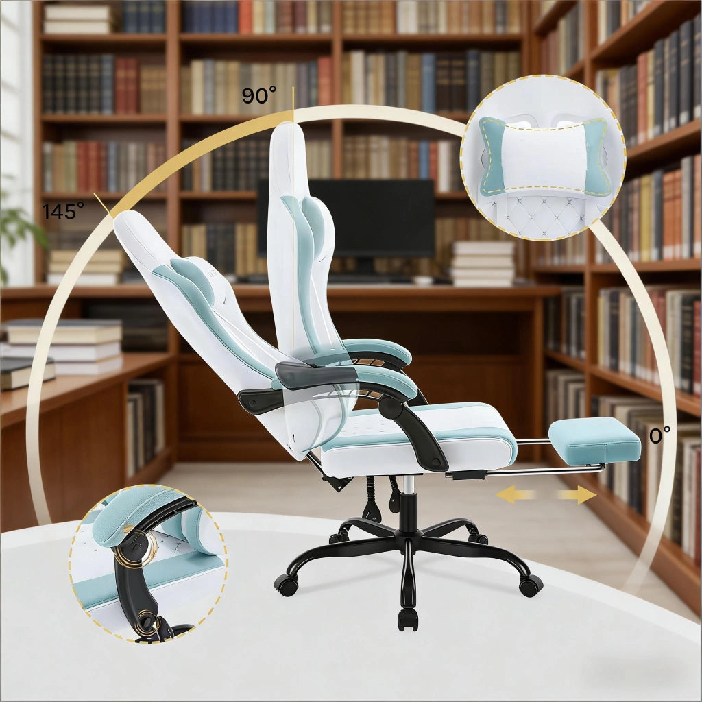 Sedia da ufficio ergonomica girevole con funzione massaggio, schienale alto e poggiapiedi