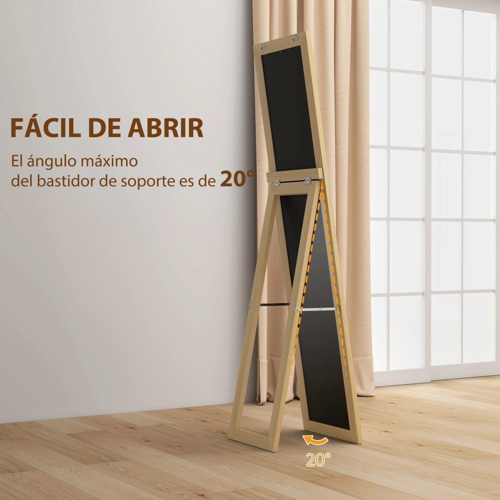 Specchio da parete a grandezza naturale con cornice MDF ¨C zephmum ¨C rovere 157x37 cm