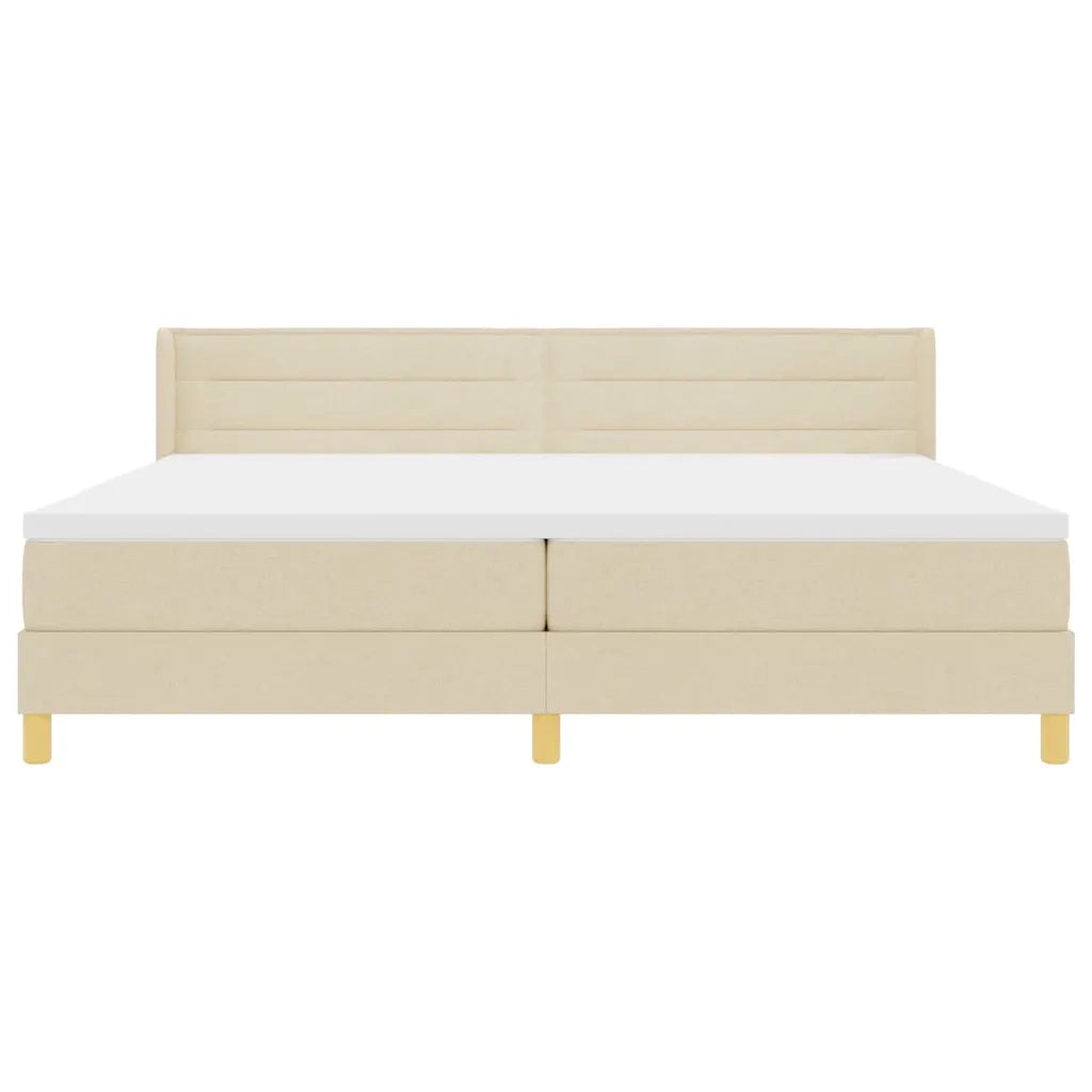 Letto a molle con materasso Crema 200 x 200 cm Tessuto 3341256