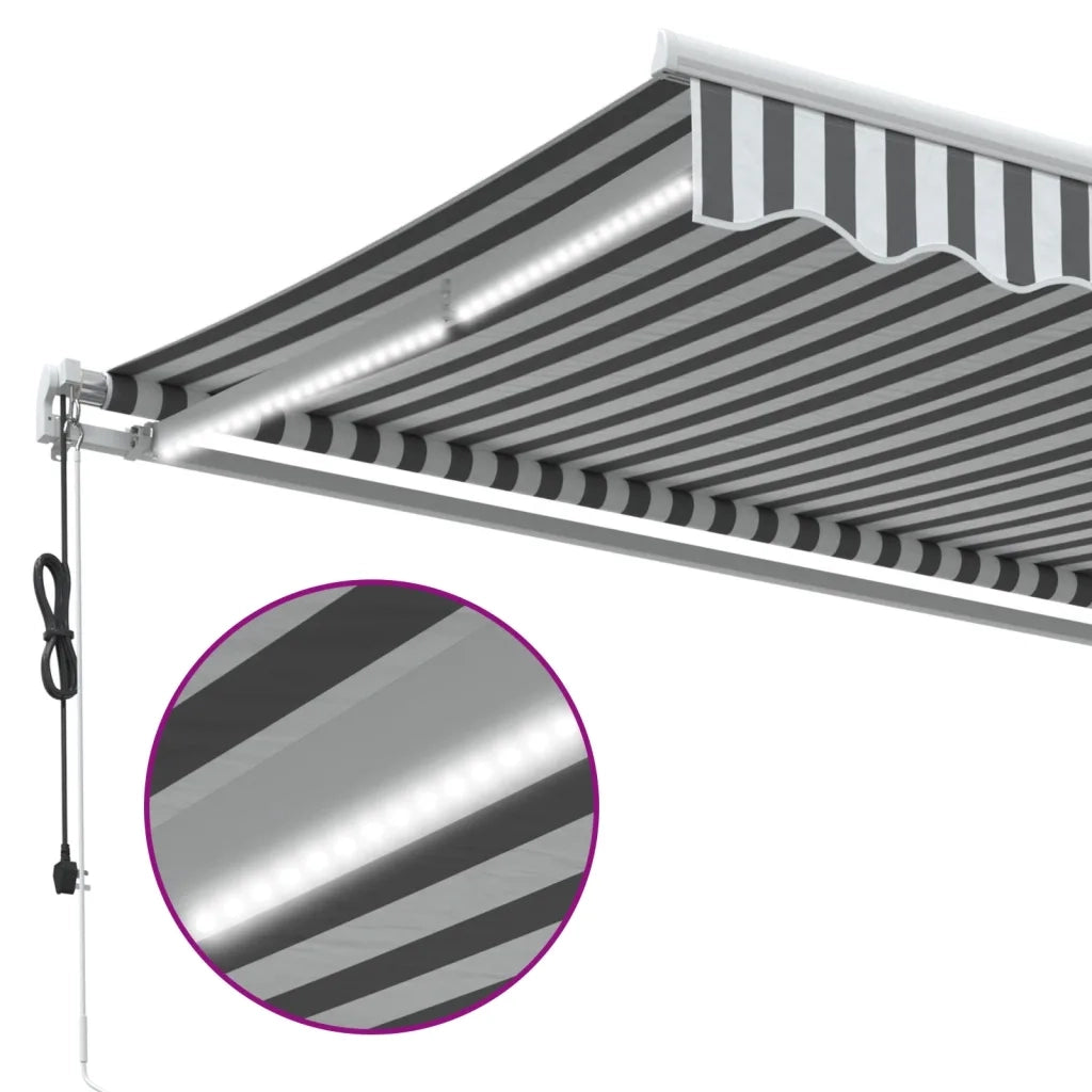 vidaXL Tenda Retrattile Automatica LED Antracite e Bianco 500x350 cm
