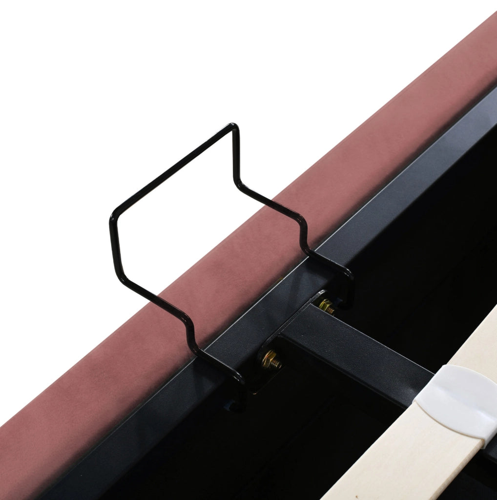 Letto matrimoniale imbottito 140x200 cm rosa con vano contenitore