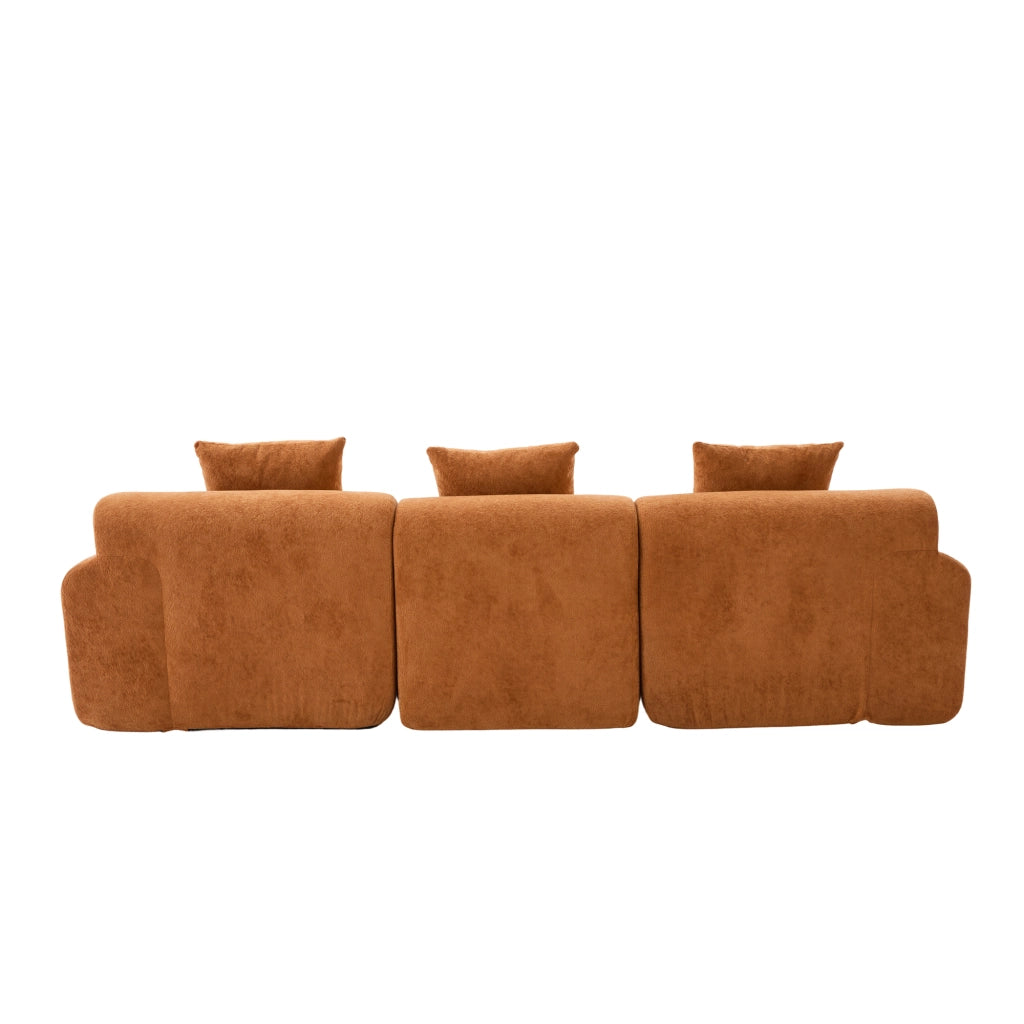 Divano Angolare Modulare con Poggiapiedi ¨C MINIMAL ¨C 3 Posti, Arancione, Memory Foam, 268x102x78 cm