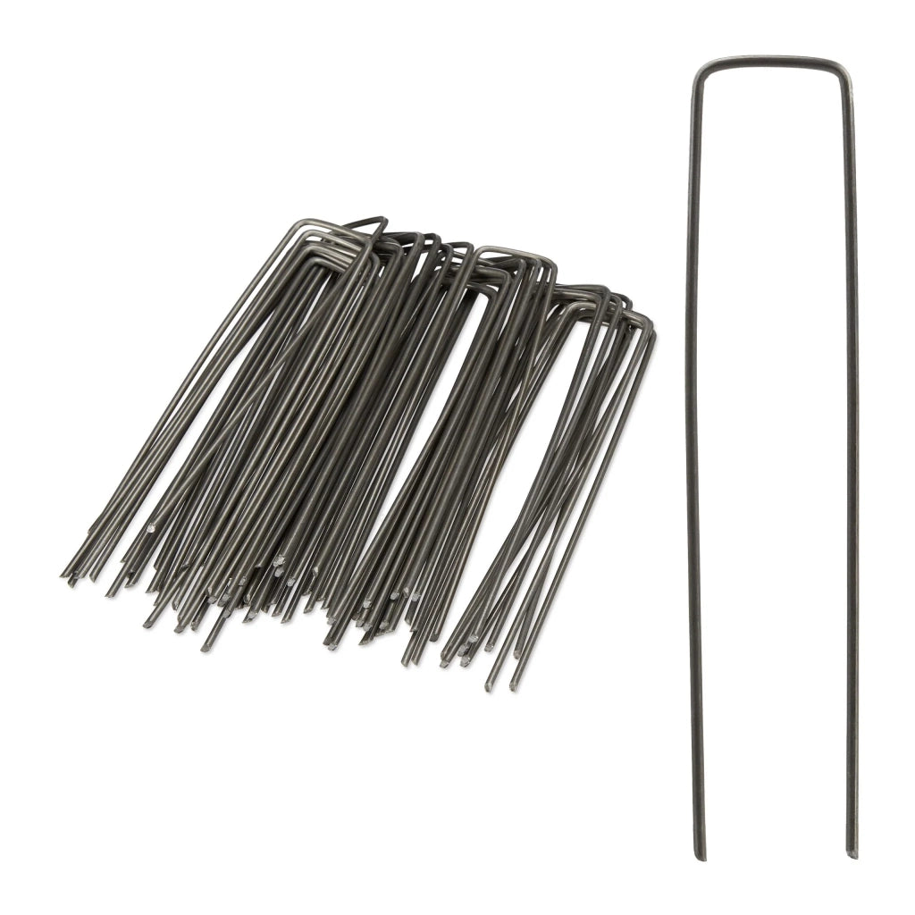 Set di 50 picchetti di fissaggio da giardino ancoraggio universale 15 x 3 cm in acciaio grigio 13_0003850