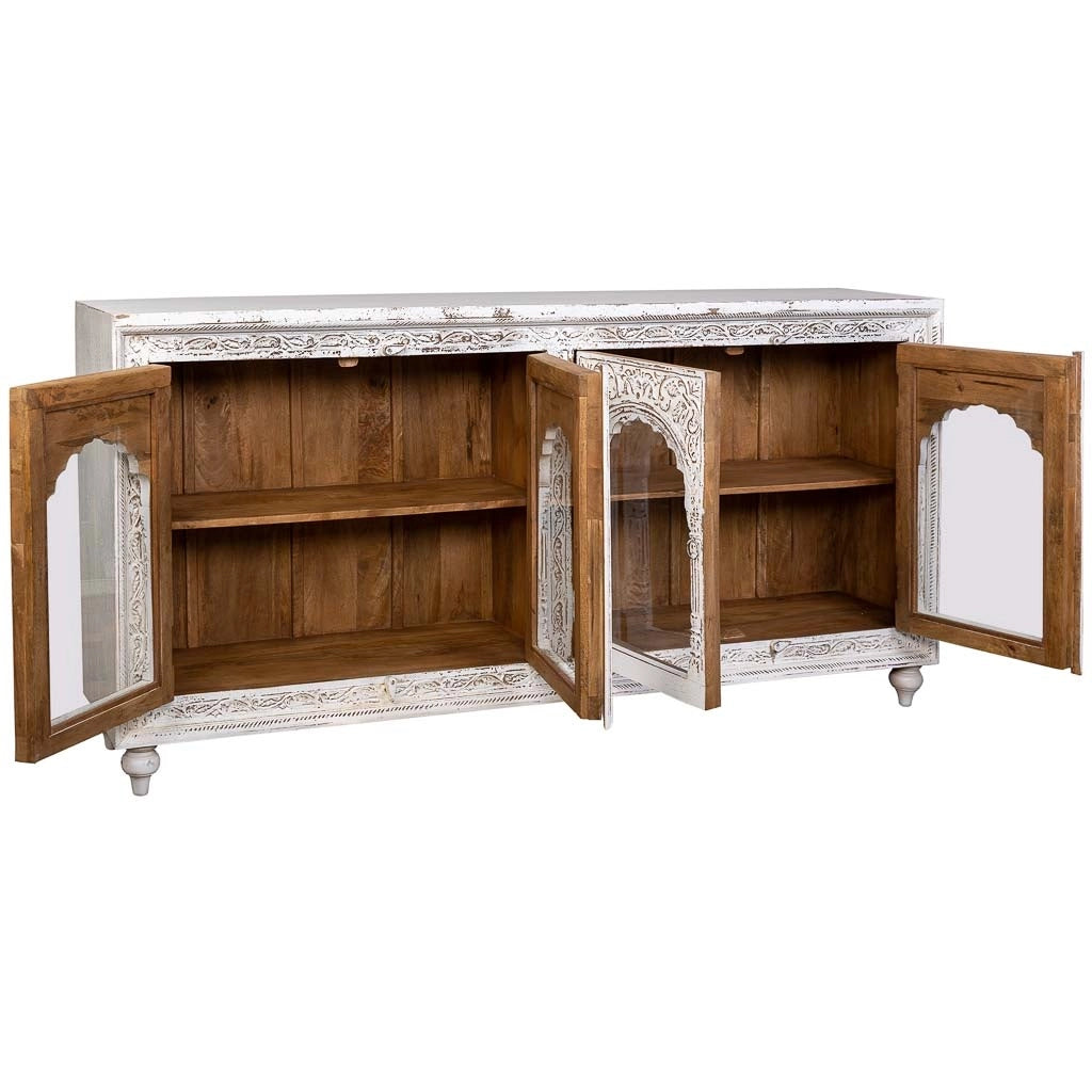 Credenza in legno bianco 204x43x101