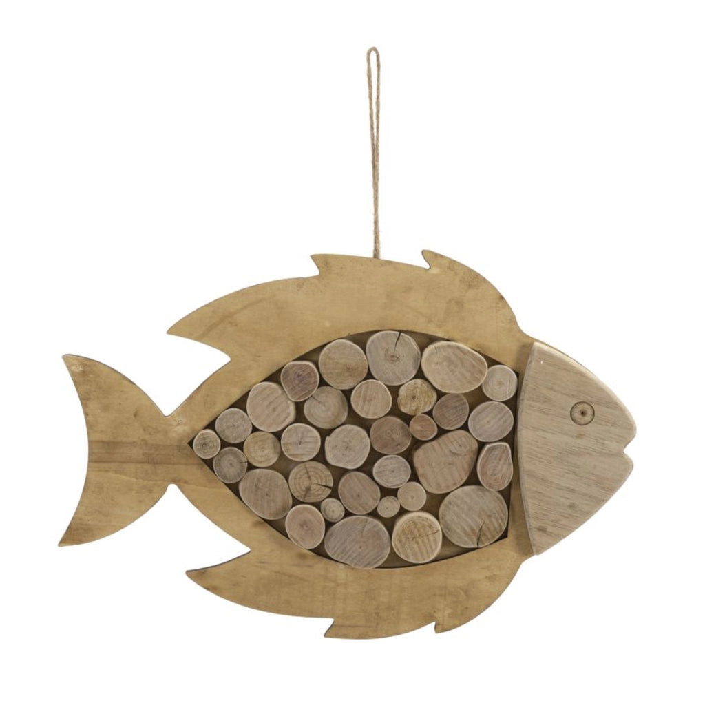 Decorazione in Metallo e Legno Pesce, Marrone, Legno, 42,5x2x28,5 cm