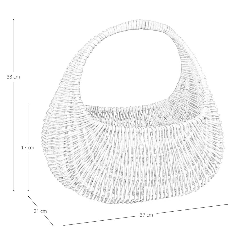 Borsetta decorativa grande a mezzaluna in vimini intrecciato cm 37 x 21 x h 38