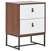 Comodino in legno scuro con gambe in metallo bianco Mobiletto piccolo 69 x 49 cm Comodino moderno Mobili per camera da letto tradizionali