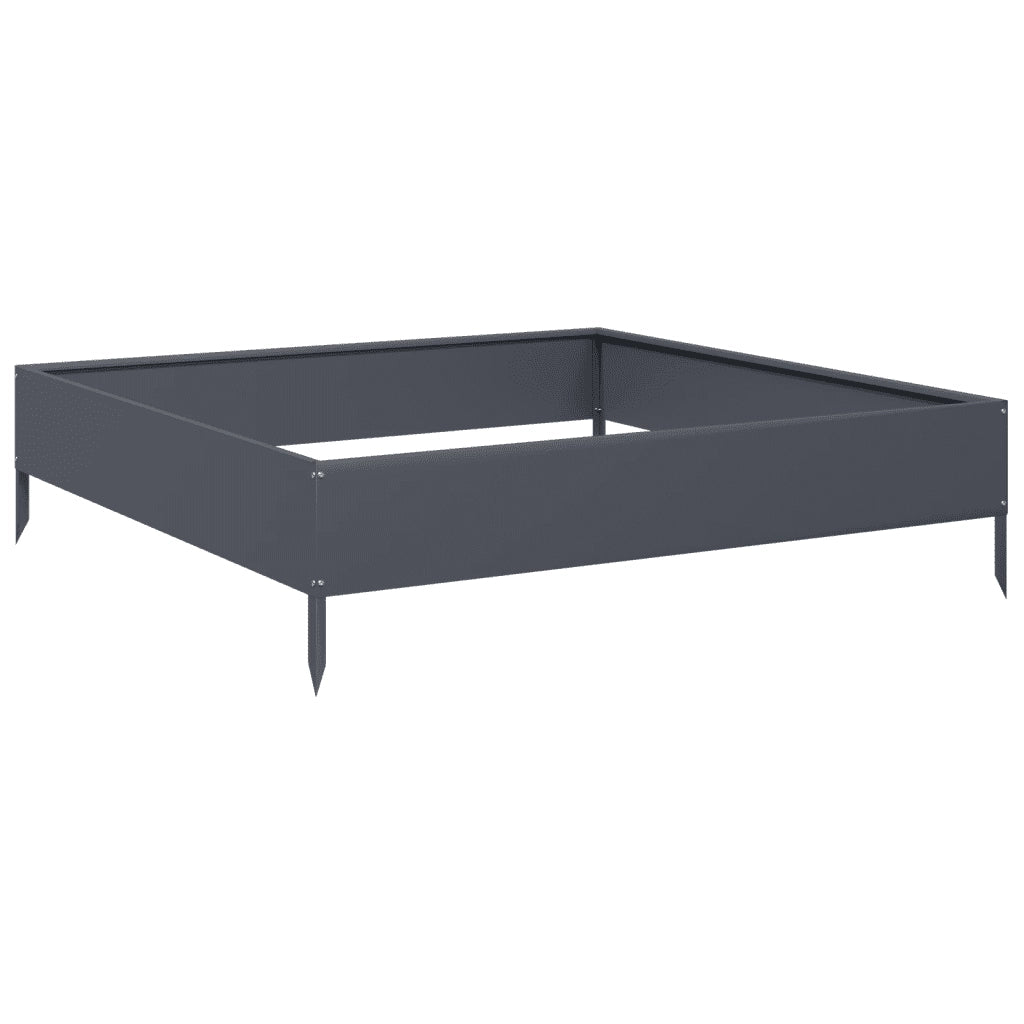 Fioriera Rialzata da Giardino Antracite 100x100x26 cm Acciaio 851019
