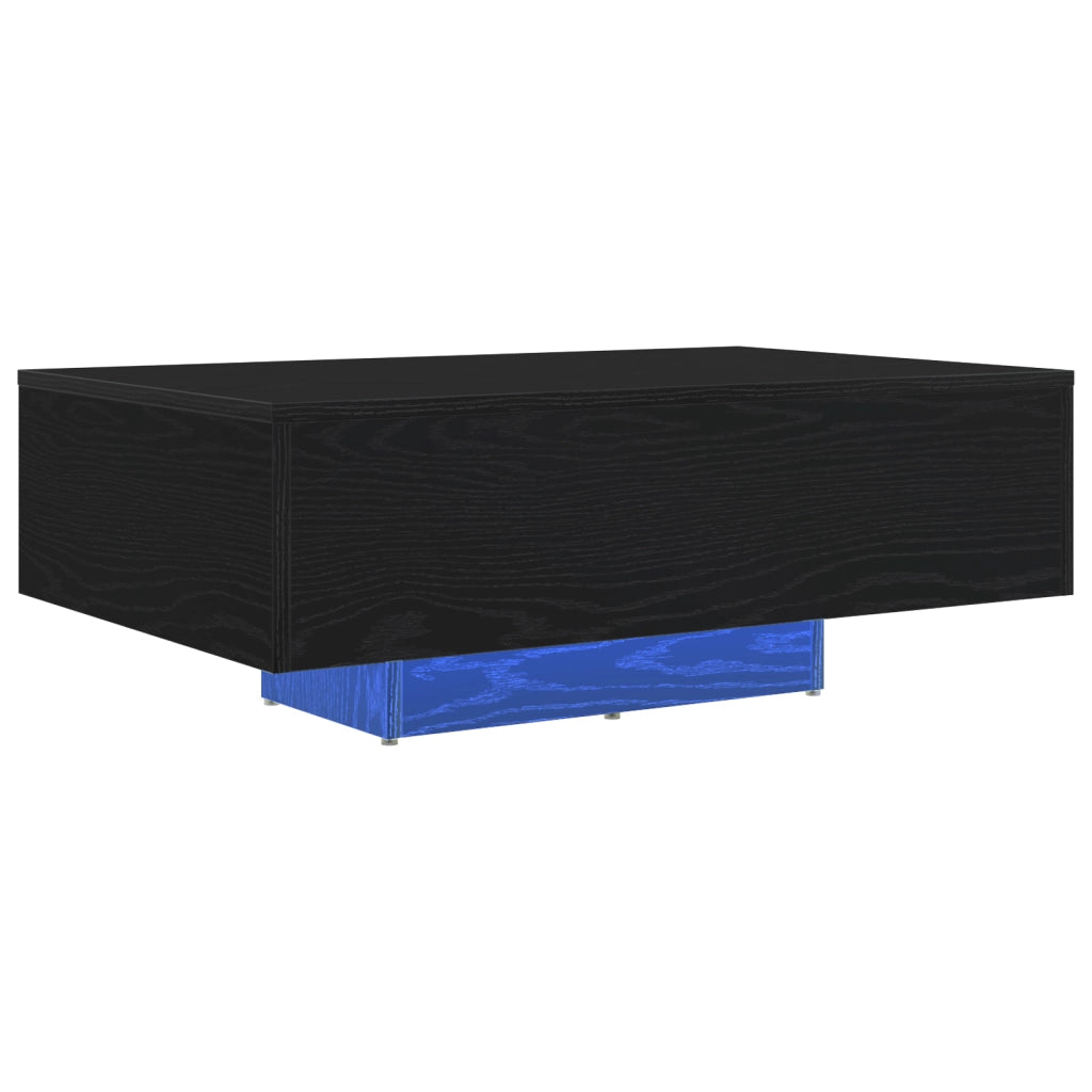 Tavolino da caffÃ¨  con luci LED Rovere Nero 85x55x31 cm
