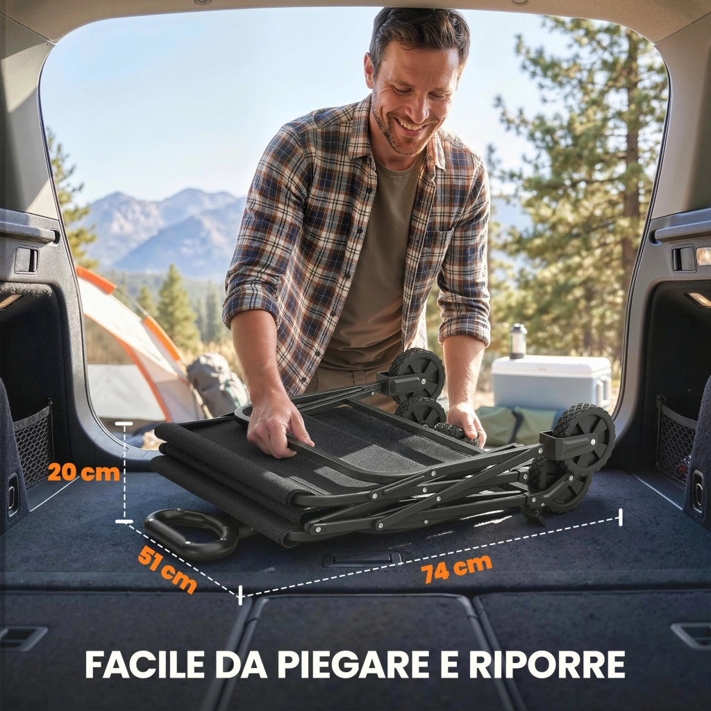 Carrello da Giardino Pieghevole ¨C zephmum ¨C Nero, 90L, con Manico Regolabile e Portabicchieri