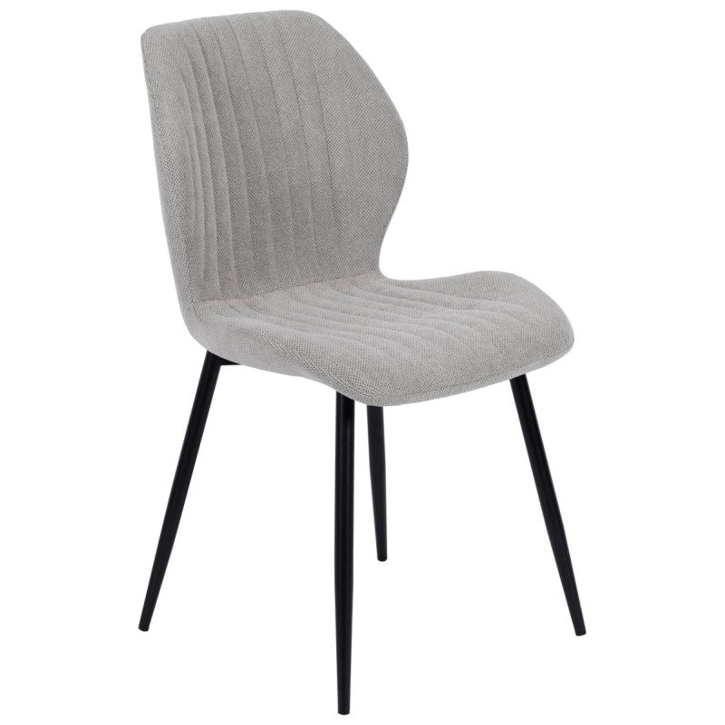 Set di 4 Sedie Jole In Tessuto Grigio Gambe In Metallo Nere Dimensione 47x58x85cm