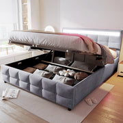 Letto imbottito 180x200 cm con LED e vano contenitivo idraulico