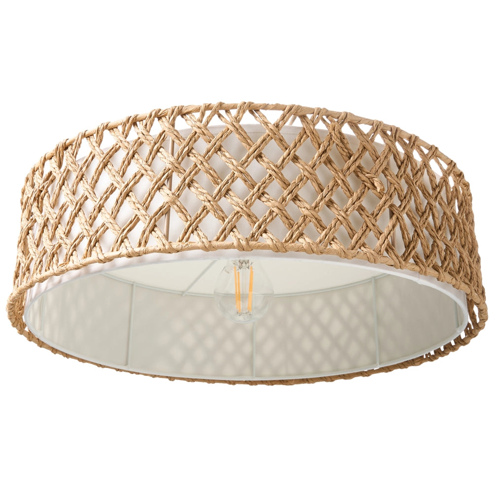Lampada a sospensione Corda di carta naturale Plafoniera con paralume intrecciato Sala da pranzo Soggiorno Stile Boho
