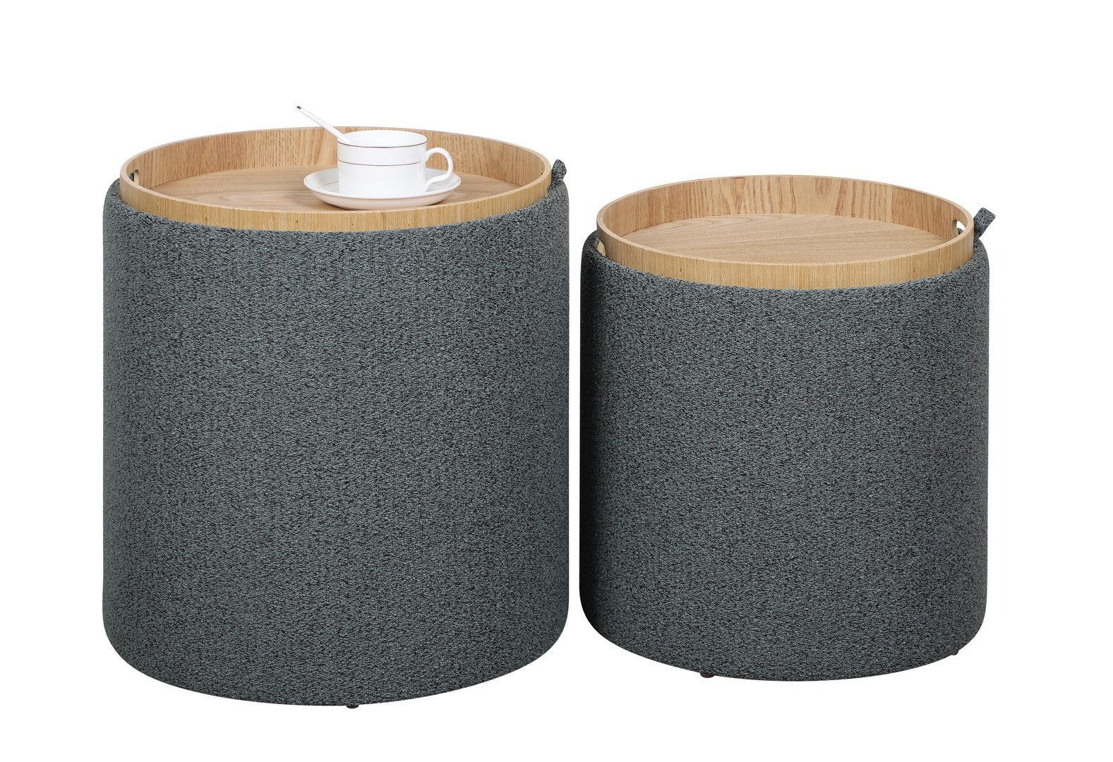 Set 2 Pouf con Contenitore  in Poliestere Sasha Dark