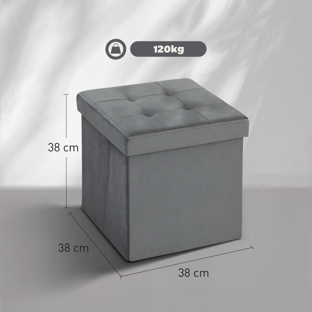 Sgabello ripiano con contenitore ¨C zephmum ¨C grigio 38x38x45 cm