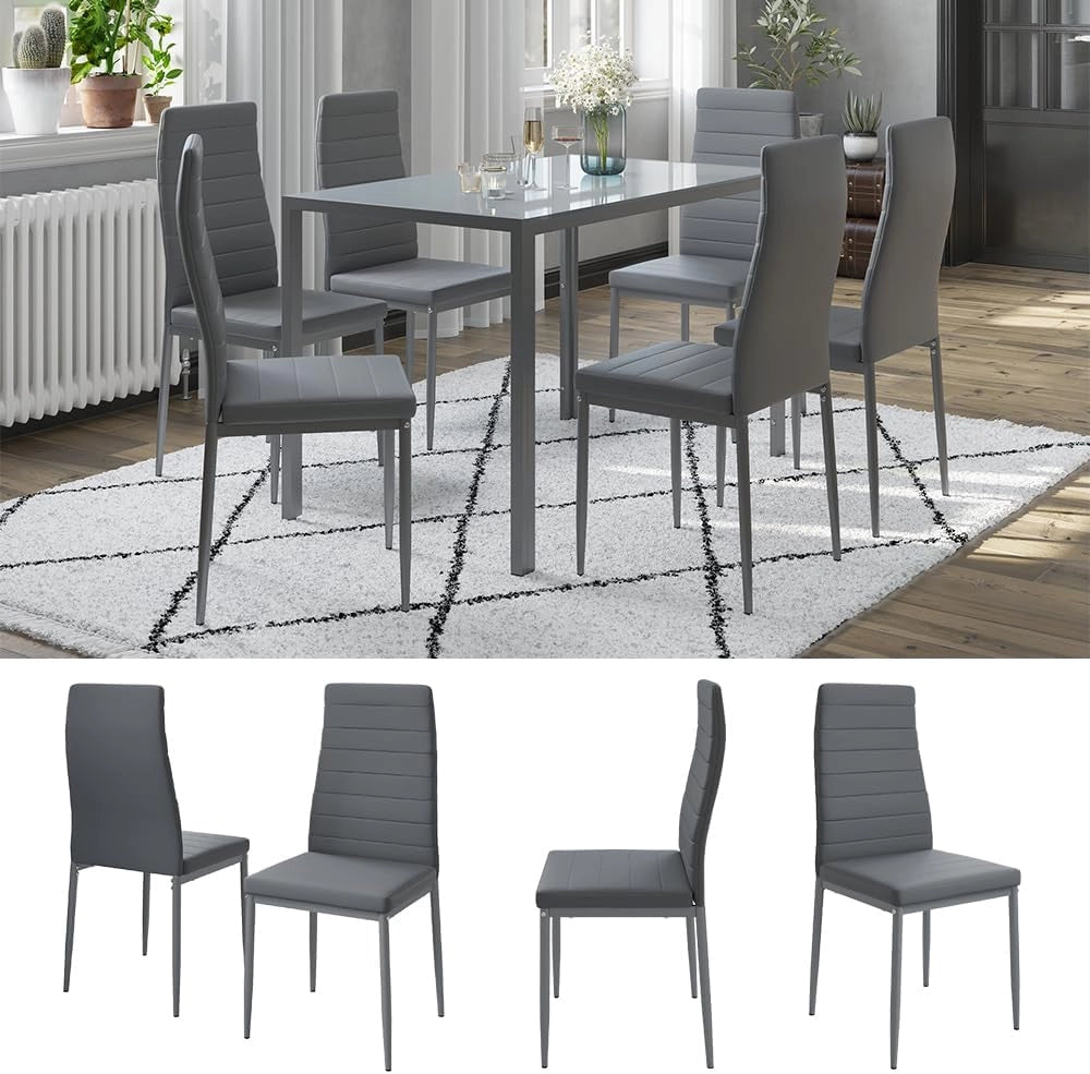 Sedie Grand, Grigio, 42.5 x 48 cm Set di 6, per l’utilizzo come set da pranzo in cucina o sala da pranzo