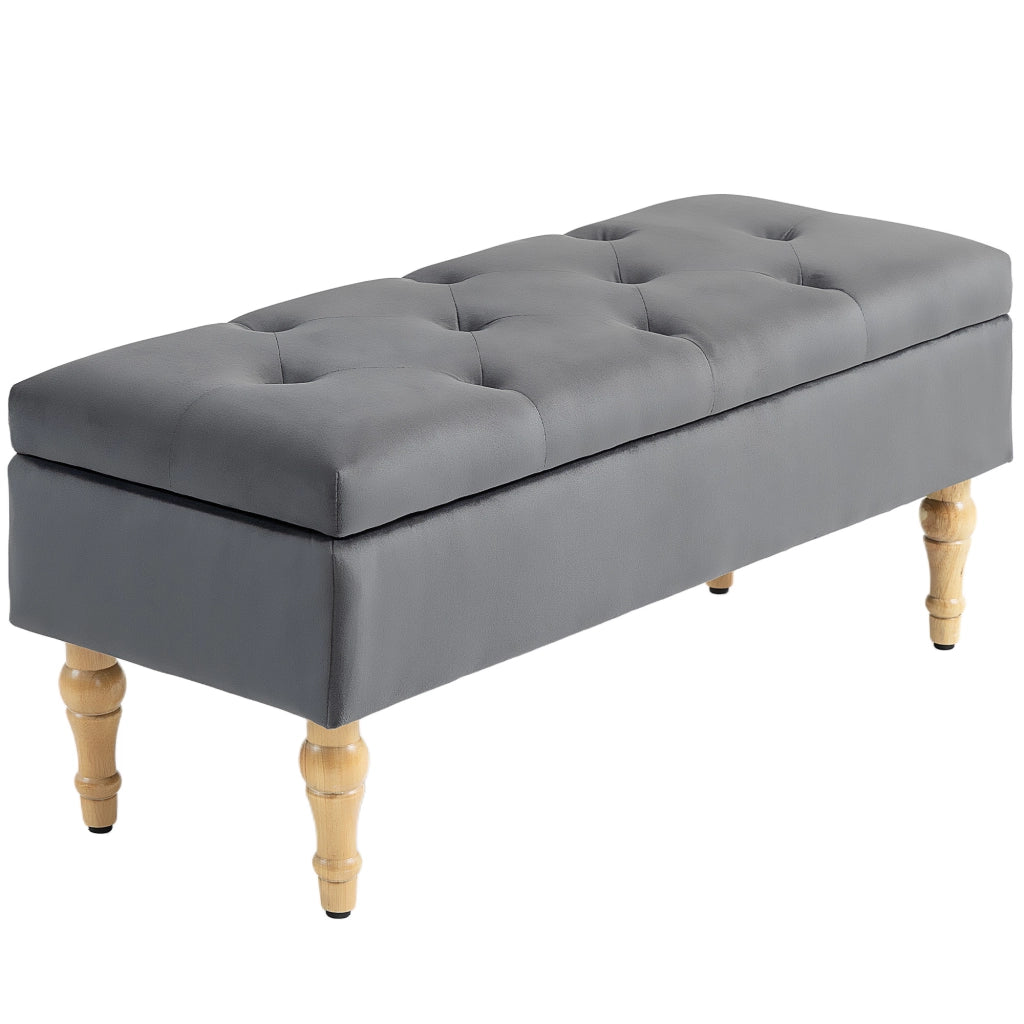 Divanetto 2 posti con contenitore ¨C zephmum ¨C velluto grigio scuro con piedi in legno