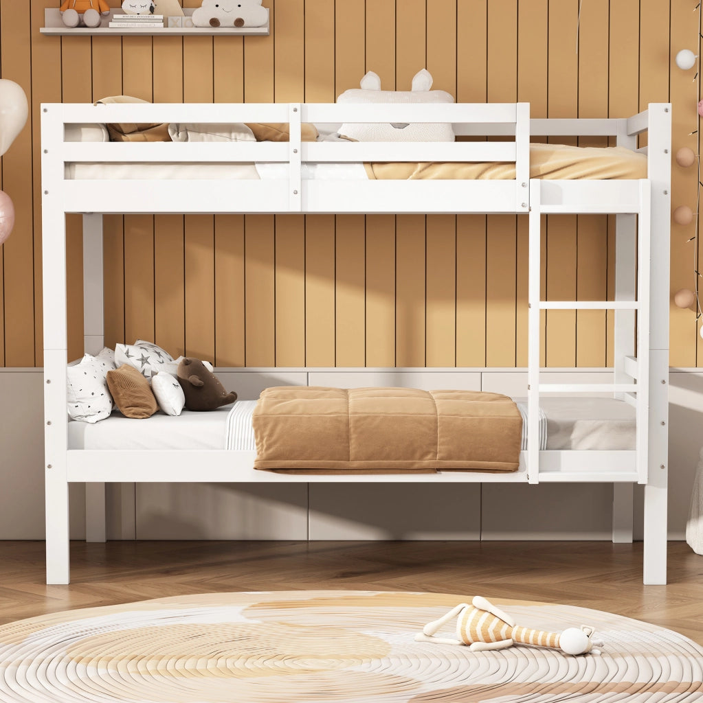 Letto a castello per bambini in pino bianco, 90 x 200 cm
