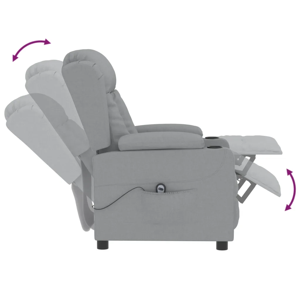Poltrona Elettrica Reclinabile Grigio Chiaro in Tessuto 3098777