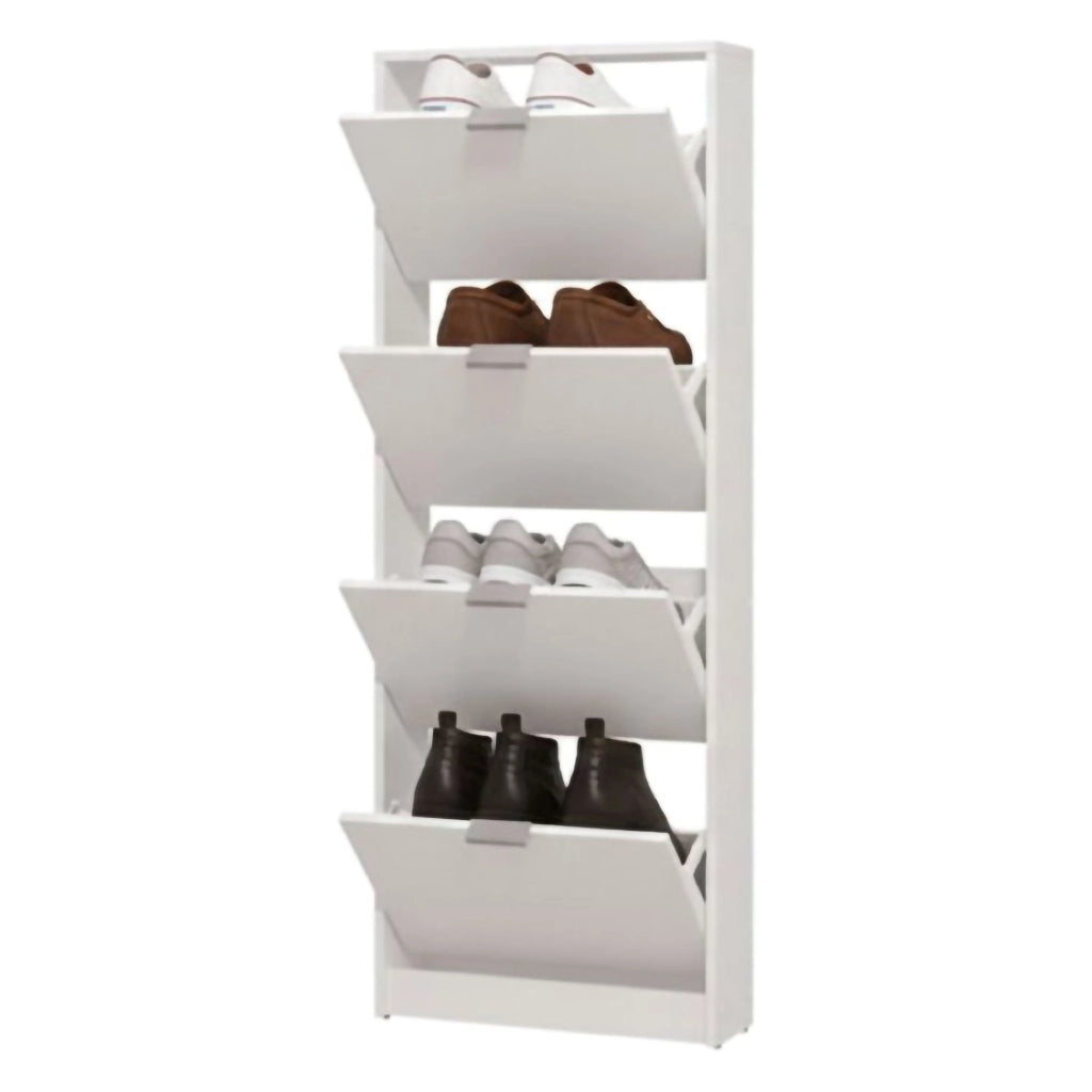 Mobile Portascarpe Pesche, Scarpiera un Ripiano, 58x18x155.5h cm Bianco