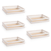 Cassette contenitori in Legno naturali Bianche da 5 Pezzi 28 X 18 X h 8 cm