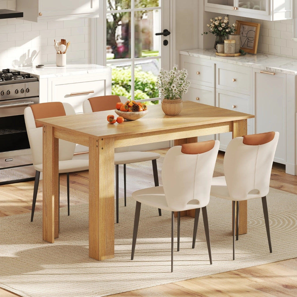 Tavolo rettangolare in legno da cucina moderno in stile rustico, Tavolo da pranzo 120 CM per angolo colazione Naturale