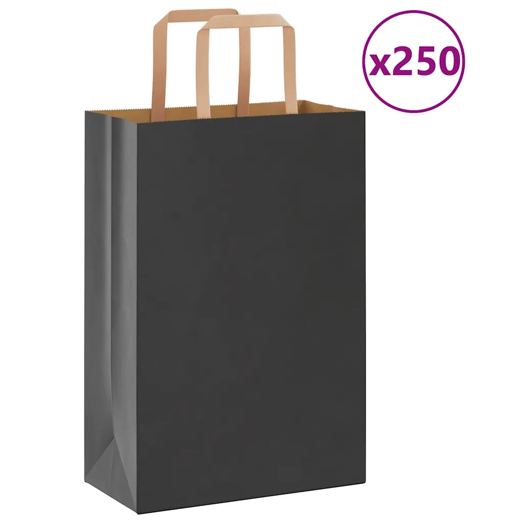 Sacchetti di Carta 250 pz con Manici Neri 21x11x31 cm