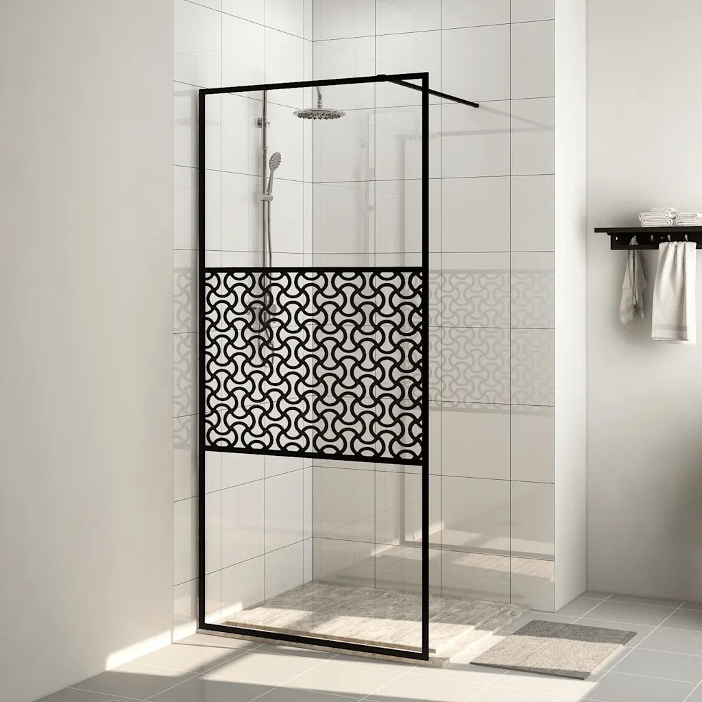 Parete per Doccia Walk-in Vetro Trasparente ESG 115x195cm Nera CFW4525368