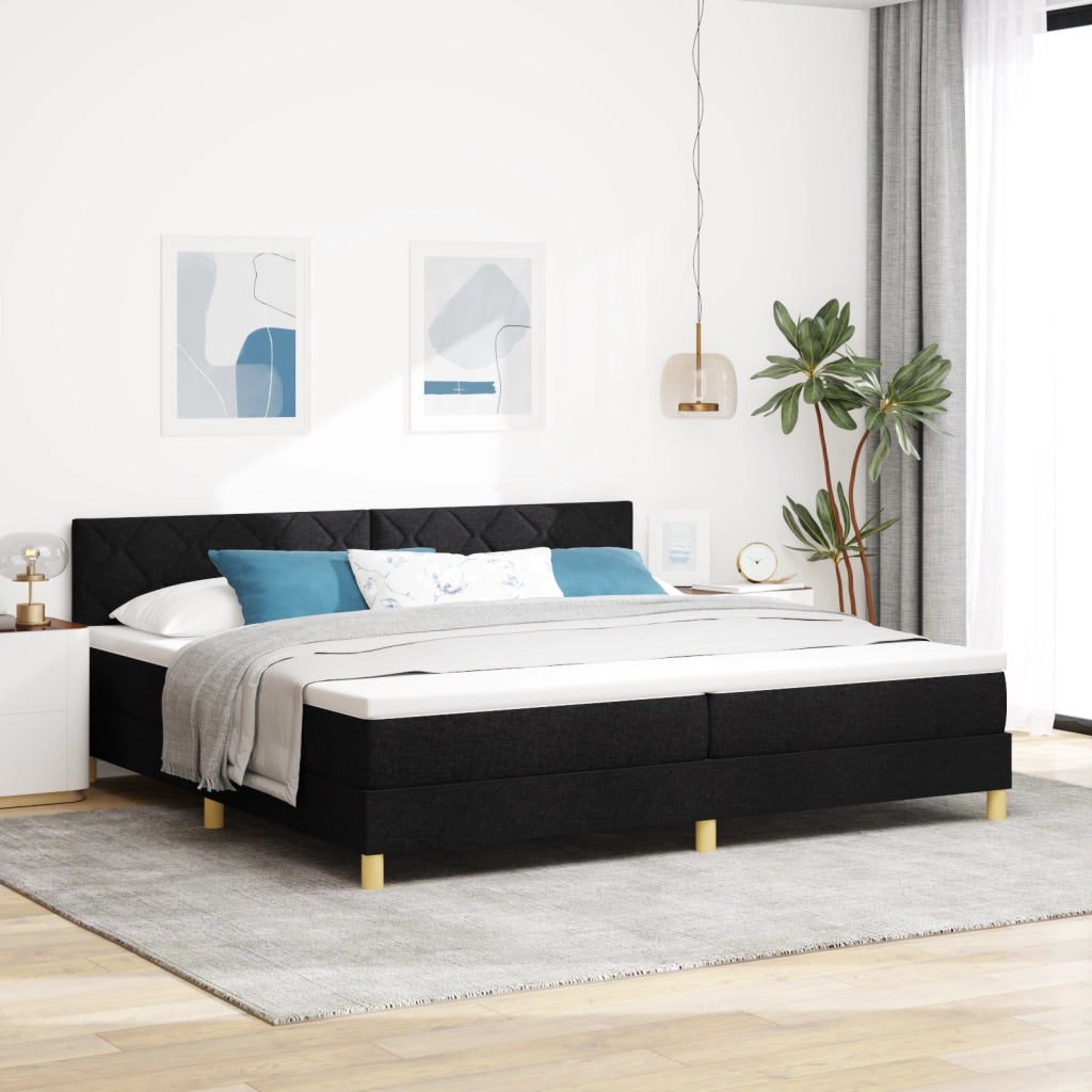Letto a Molle con Materasso e LED Nero 200x200 cm Tessuto