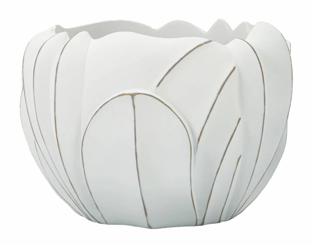 Vaso Bovezzo, Complemento d'arredo, Articolo decorativo, Accessorio d'arredo, 35x35 h24 cm, Bianco
