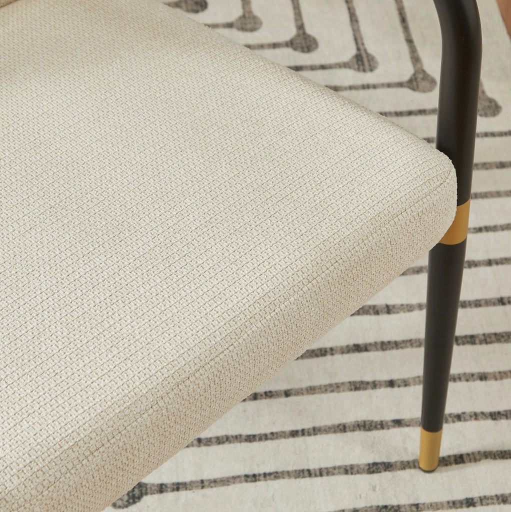 Set di 2 sedie da pranzo beige con braccioli e dettagli oro