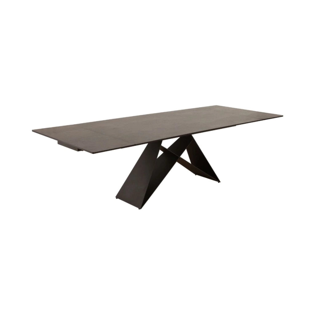 Tavolo da pranzo ATARA 180–260 cm – Piano in ceramica grigio tortora e struttura in metallo nero