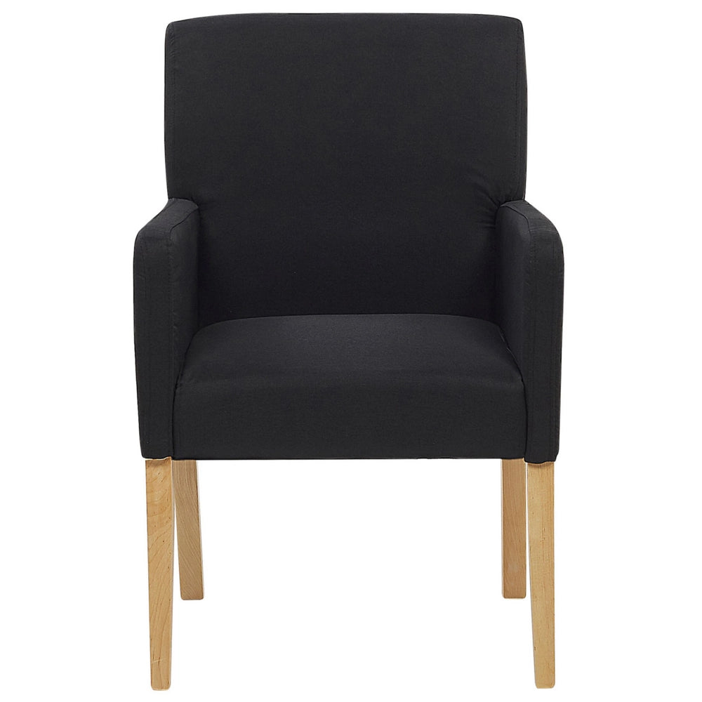 Sedia da pranzo Rivestimento in tessuto Nero Gambe in legno Seduta elegante con braccioli
