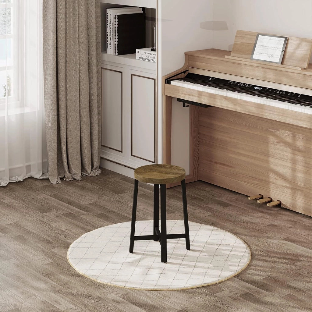 Set di 4 Sedie Sala da Pranzo, Sgabelli da Cucina, Sedile in Legno e Gambe in Metallo, Stile Industriale, Legno Vintage + Nero, BH370hov-4