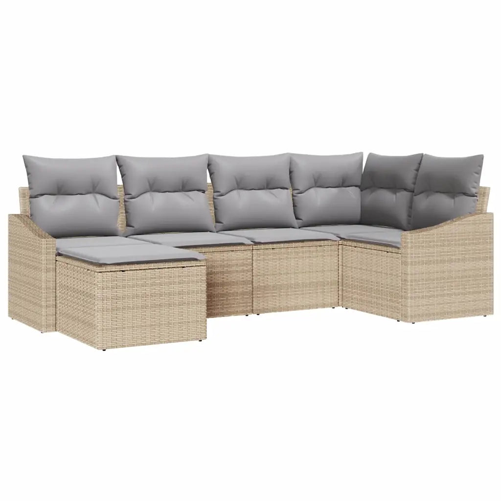 Set di divani con cuscino 6 pcs Beige polyrattan