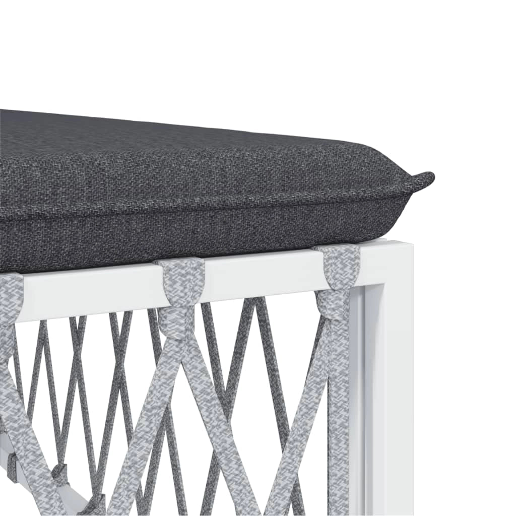 Set di mobili da giardino mobili da esterno con cuscini 5 pezzi acciaio bianco 02_0018304