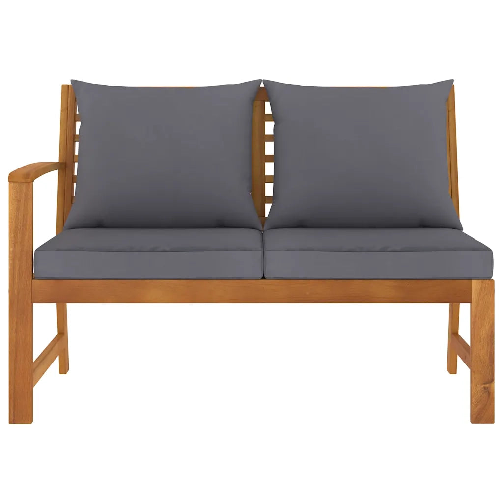 Panca da Corridoio-Sgabello-Panca da esterno 114,5cm con Cuscino Grigio Massello di Acacia 484770