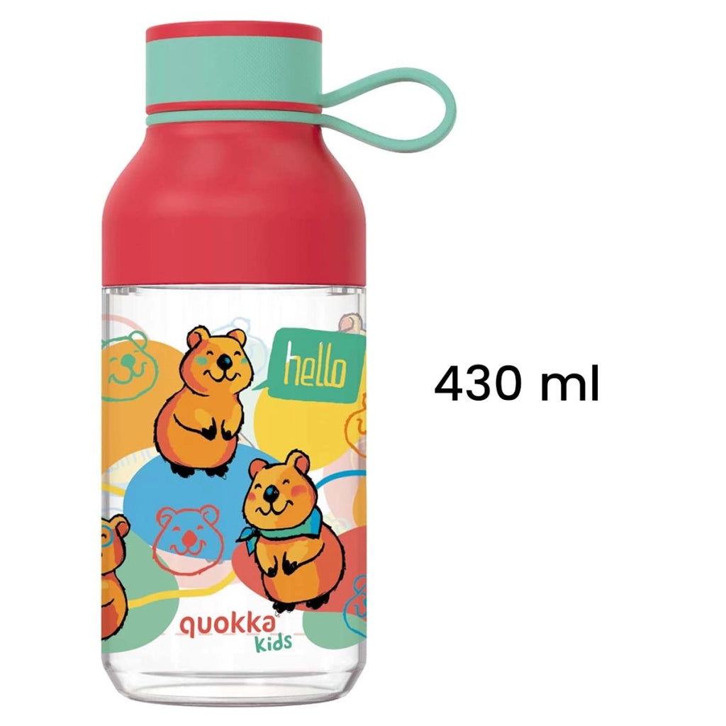 Borracca per Bambini 430ml Modello Ice Kids Motivo Happy con Cinghia Rosso Quokka