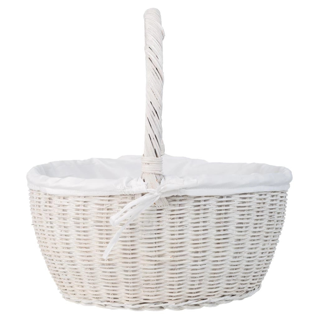 Cestino tondo in midollo con fodera bianca 34x34x16-37h