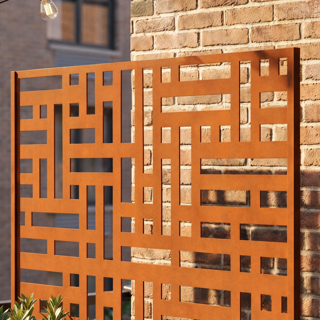 Fioriera con Spalliera Bernalda a 4 Rotelle 146 x 83 x 31 cm Acciaio Corten - Marrone Ossidato casa.pro